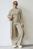 Turtle Neck Tank & Wide Leg Trousers with Cardigan Three-Piece Set