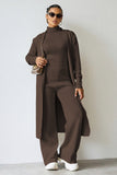 Turtle Neck Tank & Wide Leg Trousers with Cardigan Three-Piece Set