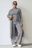 Turtle Neck Tank & Wide Leg Trousers with Cardigan Three-Piece Set