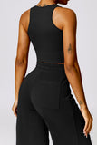 Athleisure Plain U Neck Seamless Shaping Crop Tank With Cups