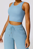 Athleisure Plain U Neck Seamless Shaping Crop Tank With Cups