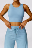 Athleisure Plain U Neck Seamless Shaping Crop Tank With Cups
