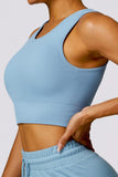 Athleisure Plain U Neck Seamless Shaping Crop Tank With Cups