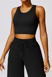 Athleisure Plain U Neck Seamless Shaping Crop Tank With Cups