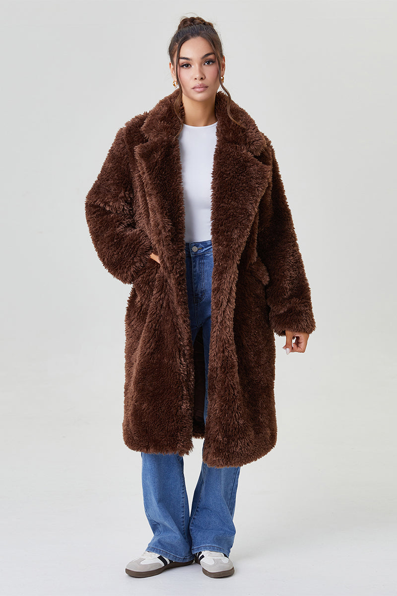 KATCH ME Women's Winter Cozy Notch Lapel Fluffy Double Breasted Thermal Outerwear Jacket  49.99