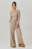 KATCH ME KatchMe Slouchy Stripe Long Sleeve Crop Top & Low-Rise Trousers Co-ord