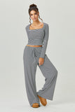 KATCH ME KatchMe Slouchy Stripe Long Sleeve Crop Top & Low-Rise Trousers Co-ord