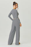 KATCH ME KatchMe Slouchy Stripe Long Sleeve Crop Top & Low-Rise Trousers Co-ord