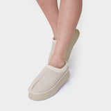 KatchMeUK Women's Comfort Versatile Plush Faux Fur Platform Warm Slippers, Winter Suede Non-Slip Footwear, Leisure Slip-On with Chunky Sole, Thermal Boots