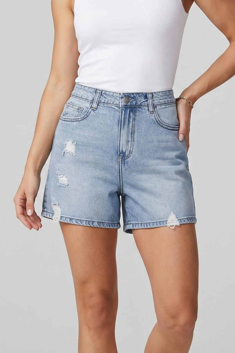 KATCH ME Denim Shorts High Waisted Ripped Frayed Jeans