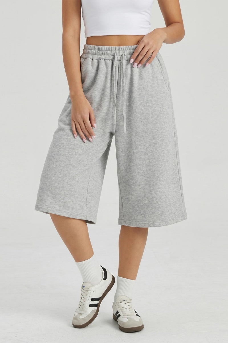 KATCH ME Casual High Waist Sweat Jort & Wide Leg Trousers