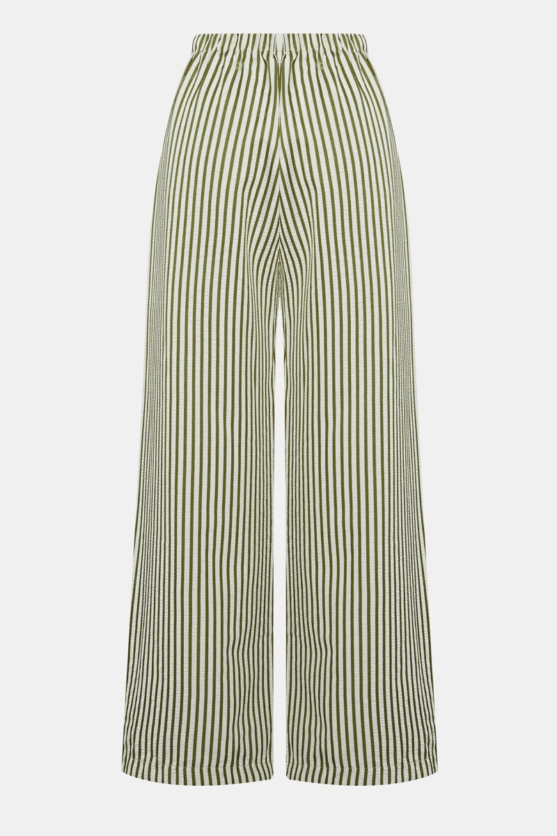 KATCH ME Look Leopard Stripe Print High Waist Drawstring Wide Leg Pants