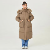 Katch Me Look Women's Leisure Fluffy Hooded Flap Pocket Zipper & Button Thick Coat, Cozy Outerwear Jacket for Winter, Versatile Solid Color Outfits