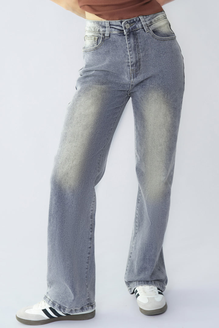 KatchMe Street Style High Waist Wide Leg Stretch Jeans | Katch Me UK ...