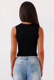 Minimalist Solid Color Sleeveless Button-Up Slim Tank Top
