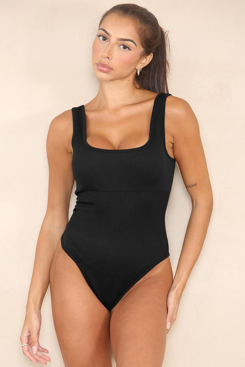 KATCH ME Breathable Solid Color U Neck Comfort Shaping Bodysuit