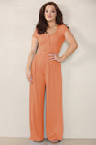 Casual Partial Button Slim Top & Wide Leg Trousers Co-ord