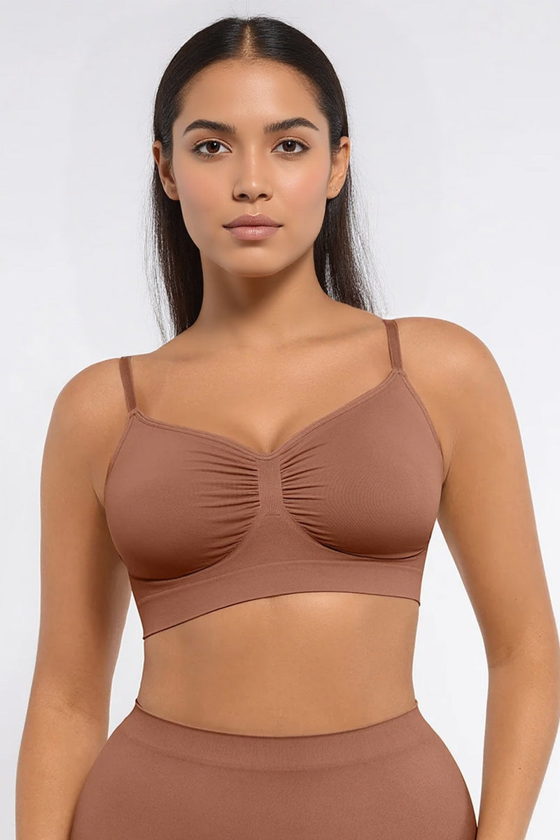 KATCH ME Versatile Non-Wired Full Cup Push-Up Bra, Solid Adjustable Spaghetti Strap Soft Breathable Wirefree Bra  25.99