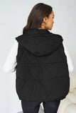 Fall & Winter Street Solid Color Hooded Zip-Up Thermal Vest