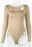 KATCH ME Apricot Square Neck Long Sleeve Fleece Bodysuit Bodysuit 