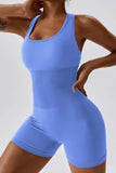 KATCH ME Baby Blue Thin Waist Stretch Vest Playsuit Playsuit 