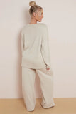 KATCH ME Beige Casual Long Sleeve Top & Wide Leg Pants Co-ord Co-ord 
