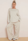 KATCH ME Beige Casual Long Sleeve Top & Wide Leg Pants Co-ord Co-ord 29.99