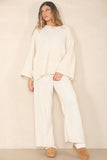 KATCH ME Beige Casual Loose Top & Wide Leg Pants Co-ord Co-ord 