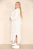 KATCH ME Beige Casual V Neck Knit Long Sleeve Slit Loose Sweater Dress Dress