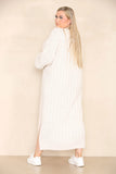 KATCH ME Beige Casual V Neck Knit Long Sleeve Slit Loose Sweater Dress Dress