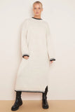 KATCH ME Beige Commuter Versatile Color Matching Edge Long Sleeve Loose Dress Dress 28.99