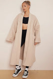 KATCH ME Beige Exposed Stitches Pocket Loose Thermal Coat Coat 