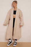 KATCH ME Beige Exposed Stitches Pocket Loose Thermal Coat Coat 