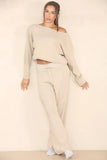 KATCH ME Beige Long Sleeve Loose Top & High Waist Wide Leg Trousers Co-ord Co-ord 29.99