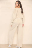 KATCH ME Beige Long Sleeve Loose Top & High Waist Wide Leg Trousers Co-ord Co-ord