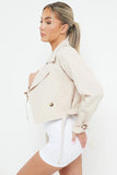 KATCH ME Beige Notch Lapel Belt Decor Short Jacket Coat 