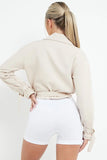 KATCH ME Beige Notch Lapel Belt Decor Short Jacket Coat 