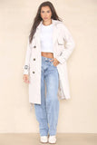 KATCH ME Beige Notch Lapel Double Breasted Belt Decor Trench Coat Coat 