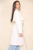 KATCH ME Beige Notch Lapel Double Breasted Belt Decor Trench Coat Coat 
