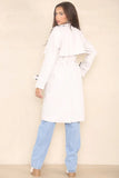 KATCH ME Beige Notch Lapel Double Breasted Belt Decor Trench Coat Coat 