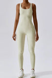 KATCH ME Beige Sports Seamless U Neck Stretch Shaping Yoga Jumpsuit Jumpsuit 27.99