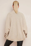 KATCH ME Beige Stylish LOVE Print Knit Balloon Sleeve Open-Front Sweater Cardigan Coat