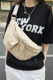 Beige Versatile Zipper Adjustable Crossbody Bag