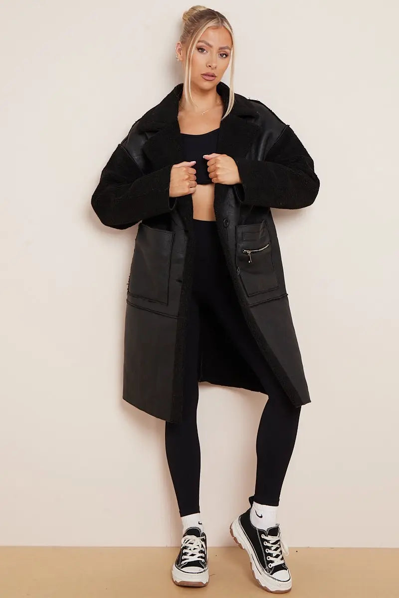Black boucle coat online uk