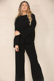 KATCH ME Black Casual Loose Top & Wide Leg Pants Co-ord Co-ord 