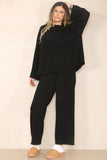 KATCH ME Black Casual Loose Top & Wide Leg Pants Co-ord Co-ord 