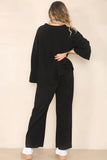 KATCH ME Black Casual Loose Top & Wide Leg Pants Co-ord Co-ord 
