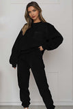 KATCH ME Black Corduroy Loose Long Sleeve Top & Drawstring Pants Co-ord Co-ord 