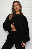 KATCH ME Black Corduroy Loose Long Sleeve Top & Drawstring Pants Co-ord Co-ord 