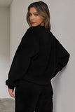 KATCH ME Black Corduroy Loose Long Sleeve Top & Drawstring Pants Co-ord Co-ord 